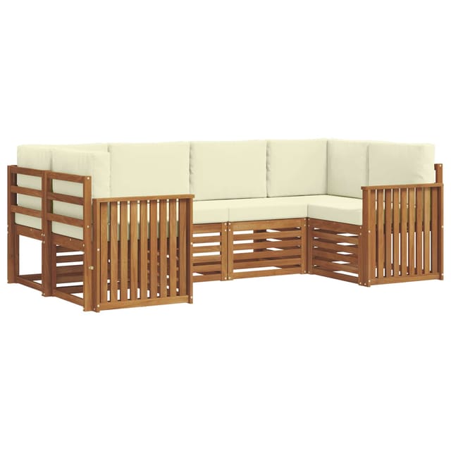 vidaXL Sofagarnituren 6 Tlg Natur und Creme Massivholz Akazie 3375365