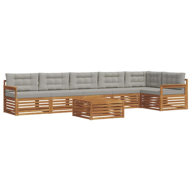 vidaXL Outdoor-Sofagarnitur mit Kissen 7-Tlg Natur und Hellgrau 3373566