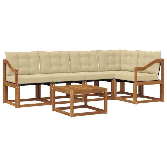 vidaXL Outdoor-Sofagarnitur mit Kissen 6-Tlg Natur und Beige 3368700