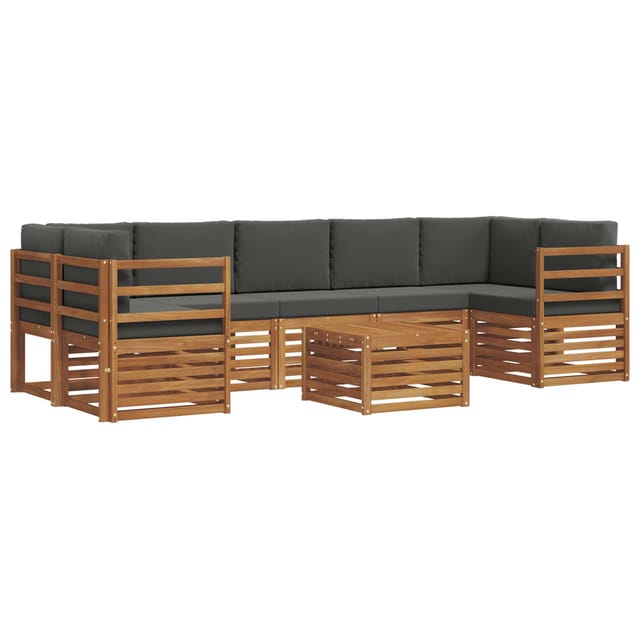 vidaXL Sofagarnituren 8 Tlg Natur und Anthrazit Massivholz Akazie 3374512