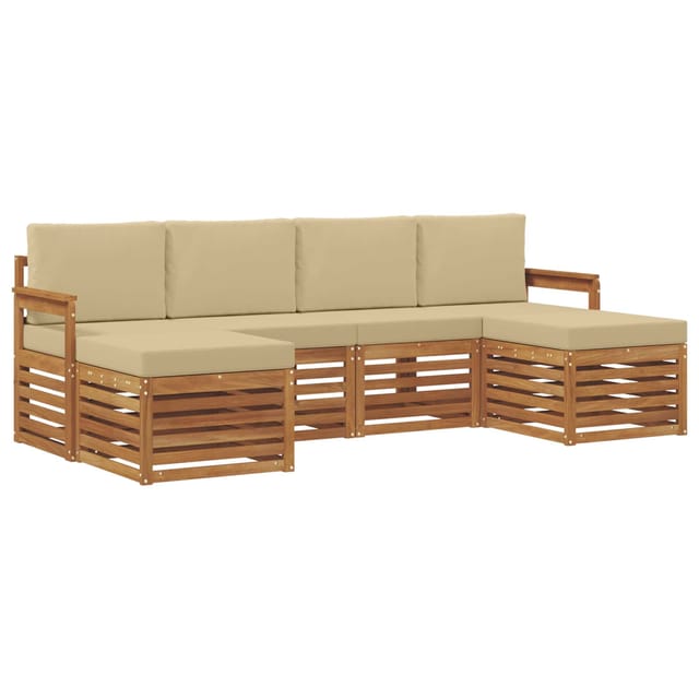 vidaXL Sofagarnituren 6 Tlg Natur und Beige Massivholz Akazie 3375238