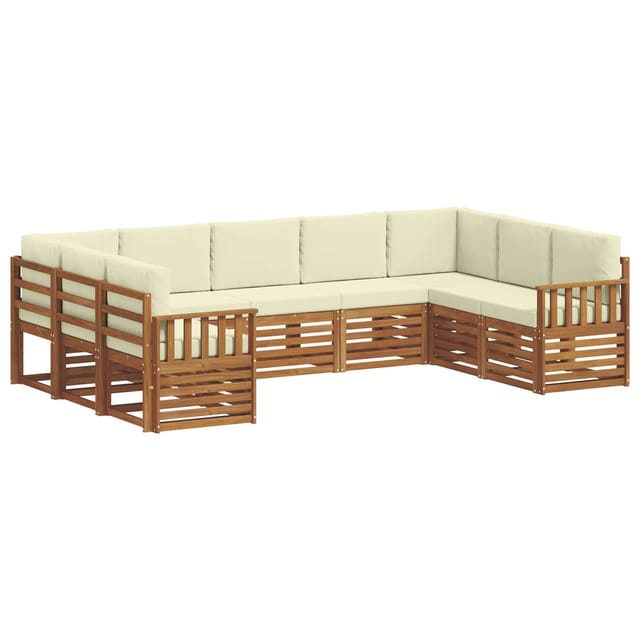 vidaXL Sofagarnituren 9 Tlg Natur und Creme Massivholz Akazie 3375470