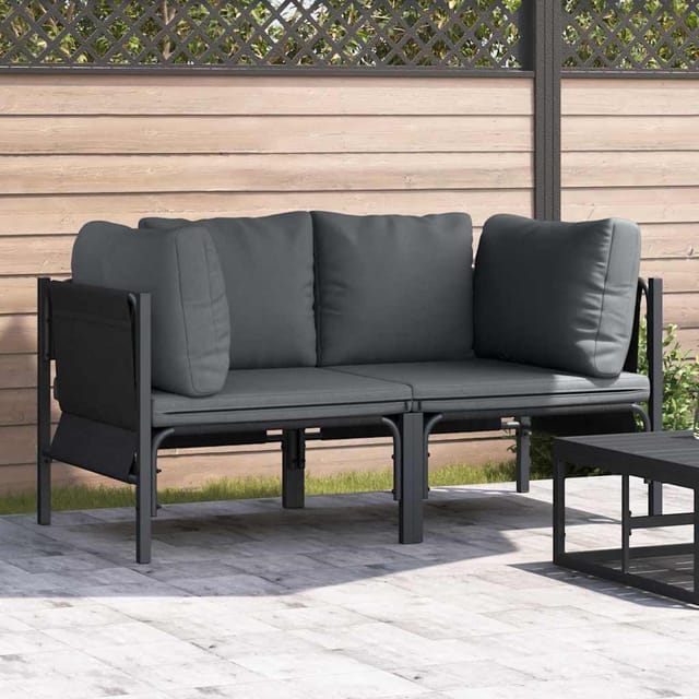 vidaXL Gartenmöbel mit Kissen 2 Stk Anthrazit 80 x 80 x 71 cm Stahl 42009987