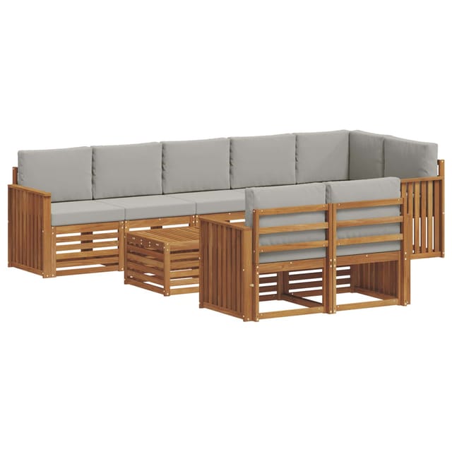 vidaXL Sofagarnituren 9 Tlg Natur und Hellgrau Massivholz Akazie 3375046