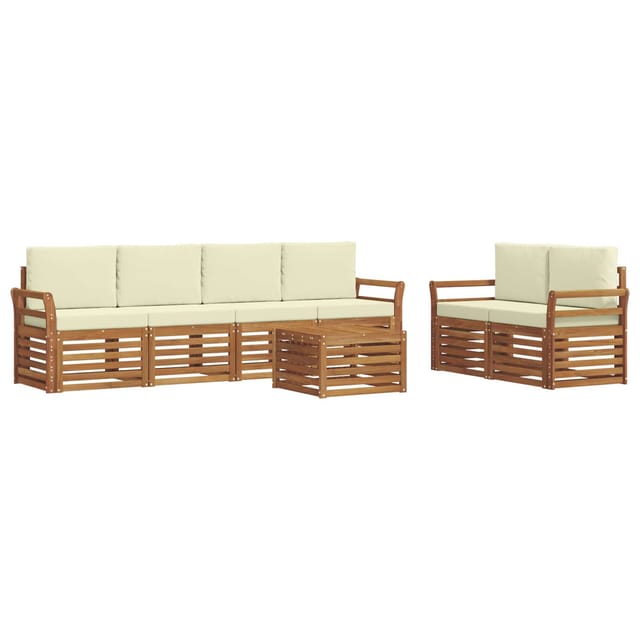 vidaXL Sofagarnituren 7 Tlg Natur und Creme Massivholz Akazie 3374410