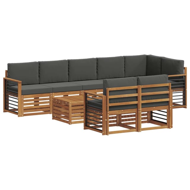 vidaXL Sofagarnituren 9 Tlg Natur und Anthrazit Massivholz Akazie 3375062