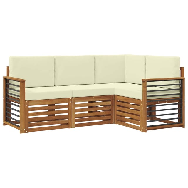 vidaXL Sofagarnituren 4 Tlg Natur und Creme Massivholz Akazie 3374740