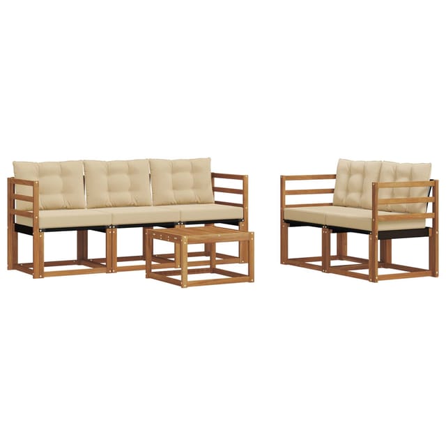 vidaXL Outdoor-Sofagarnitur mit Kissen 6-Tlg Natur und Beige 3368392