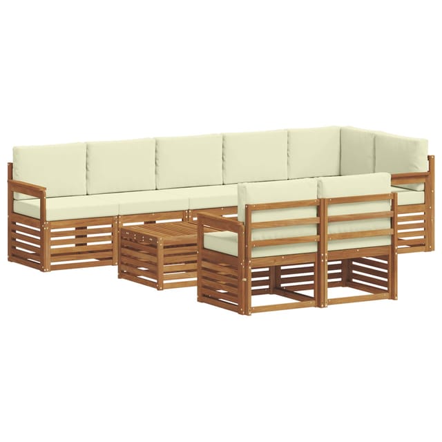 vidaXL Sofagarnituren 9 Tlg Natur und Creme Massivholz Akazie 3375035