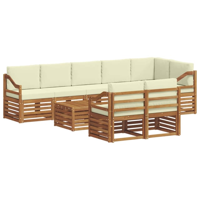 vidaXL Sofagarnituren 9 Tlg Natur und Creme Massivholz Akazie 3375065