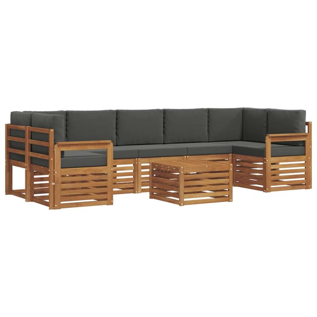 vidaXL Sofagarnituren 8 Tlg Natur und Anthrazit Massivholz Akazie 3374517