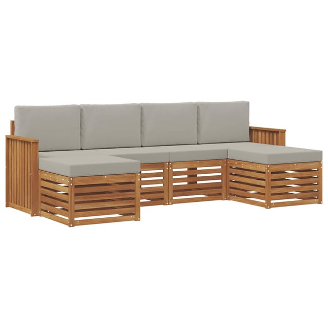 vidaXL Sofagarnituren 6 Tlg Natur und Hellgrau Massivholz Akazie 3375246