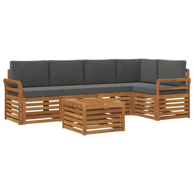 vidaXL Sofagarnituren 6 Tlg Natur und Anthrazit Massivholz Akazie 3374852