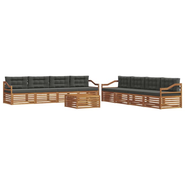 vidaXL Outdoor-Sofagarnitur mit Kissen 9-Tlg Natur und Anthrazit 3373237