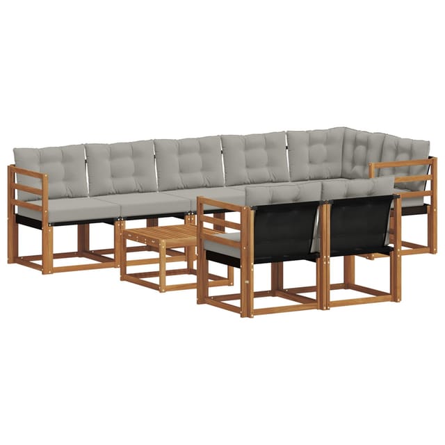 vidaXL Outdoor-Sofagarnitur mit Kissen 9-Tlg Natur und Hellgrau 3368798