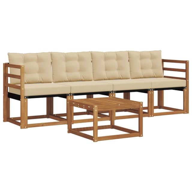 vidaXL Outdoor-Sofagarnitur mit Kissen 5-Tlg Natur und Beige 3368368