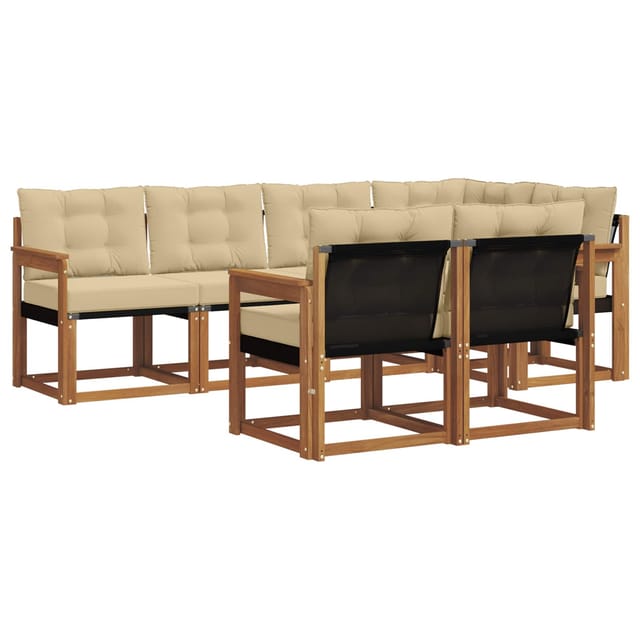 vidaXL Outdoor-Sofagarnitur mit Kissen 7-Tlg Natur und Beige 3368756