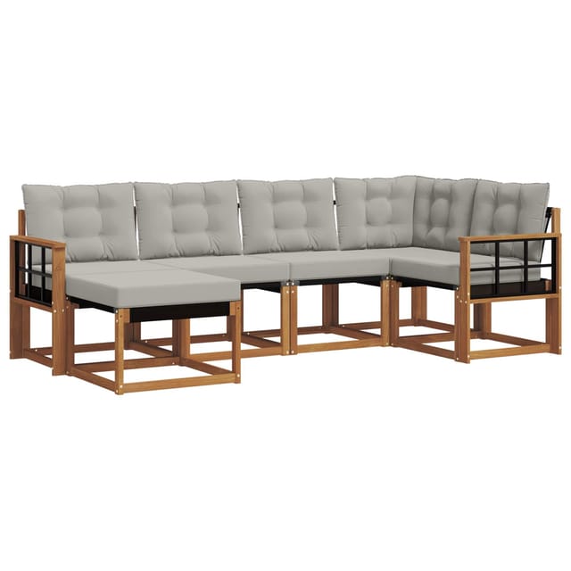 vidaXL Outdoor-Sofagarnitur mit Kissen 6-Tlg Natur und Hellgrau 3368838