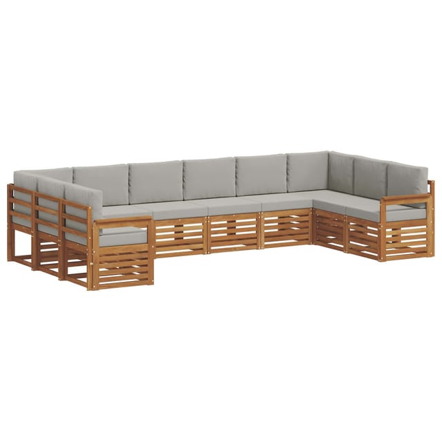 vidaXL Sofagarnituren 10 Tlg Natur und Hellgrau Massivholz Akazie 3375546