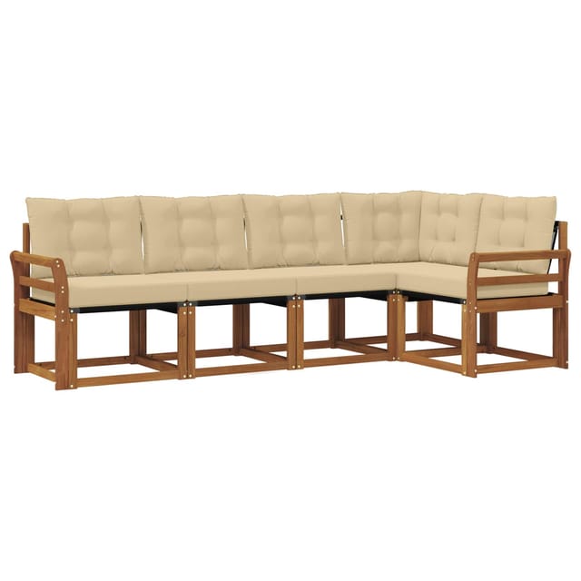 vidaXL Outdoor-Sofagarnitur mit Kissen 5-Tlg Natur und Beige 3368668