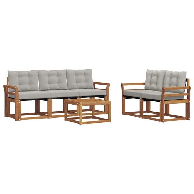 vidaXL Outdoor-Sofagarnitur mit Kissen 6-Tlg Natur und Hellgrau 3368402