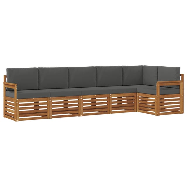 vidaXL Sofagarnituren 6 Tlg Natur und Anthrazit Massivholz Akazie 3374877