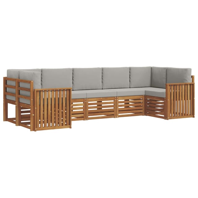 vidaXL Sofagarnituren 7 Tlg Natur und Hellgrau Massivholz Akazie 3375406