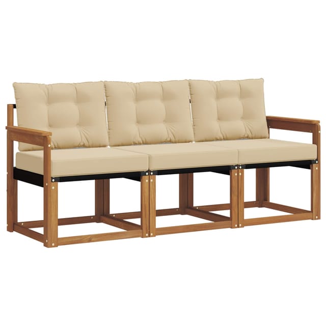 vidaXL Outdoor-Sofagarnitur mit Kissen 3-Tlg Natur und Beige 3368348