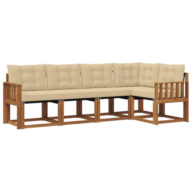 vidaXL Outdoor-Sofagarnitur mit Kissen 5-Tlg Natur und Beige 3368664