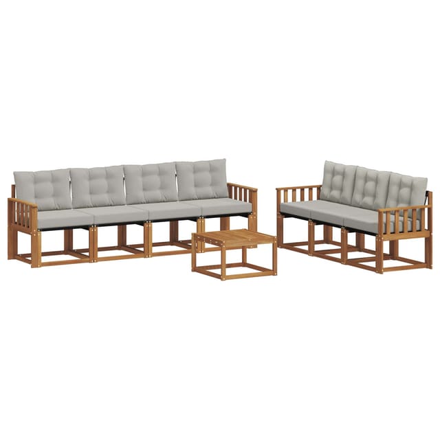 vidaXL Outdoor-Sofagarnitur mit Kissen 8-Tlg Natur und Hellgrau 3368470