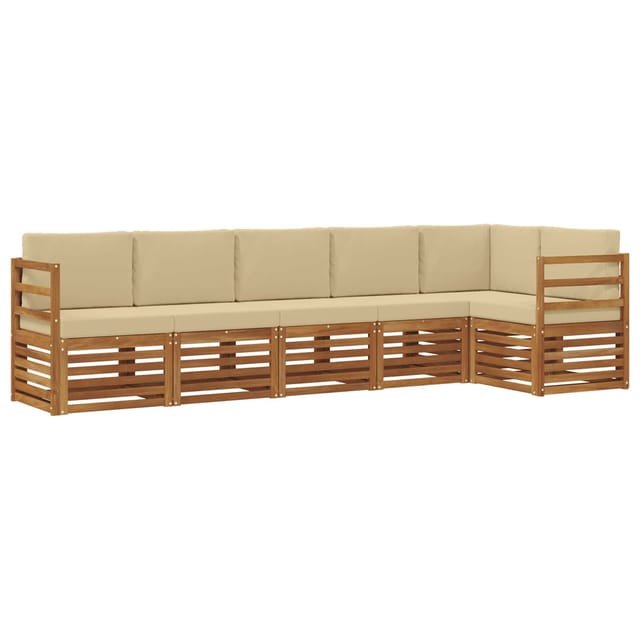 vidaXL Sofagarnituren 6 Tlg Natur und Beige Massivholz Akazie 3374873