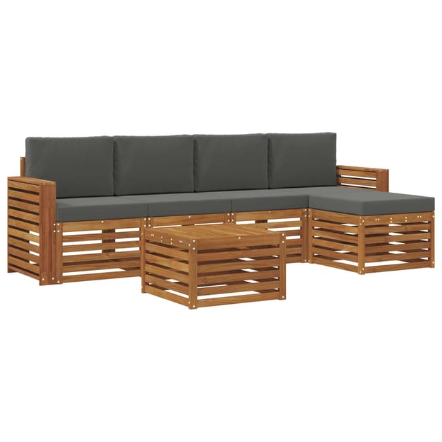vidaXL Sofagarnituren 6 Tlg Natur und Anthrazit Massivholz Akazie 3374697