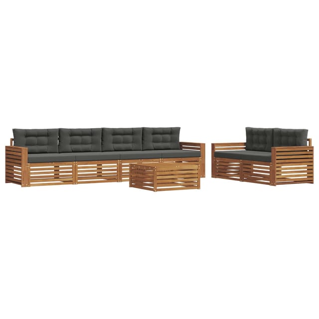 vidaXL Outdoor-Sofagarnitur mit Kissen 7-Tlg Natur und Anthrazit 3373067