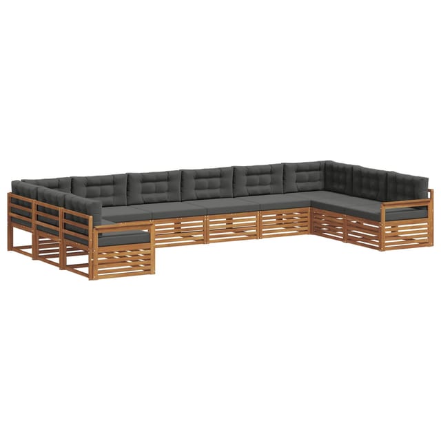 vidaXL Sofagarnituren 10 Tlg Natur und Anthrazit Massivholz Akazie 3374197