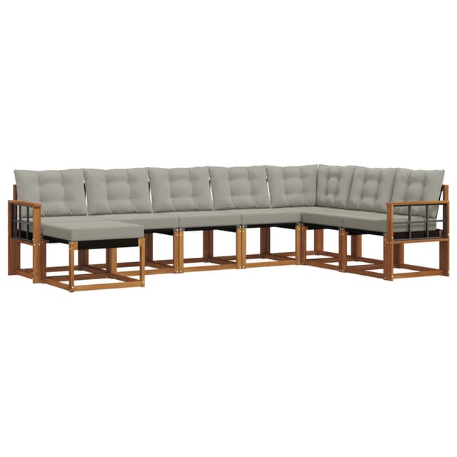 vidaXL Outdoor-Sofagarnitur mit Kissen 8-Tlg Natur und Hellgrau 3368958