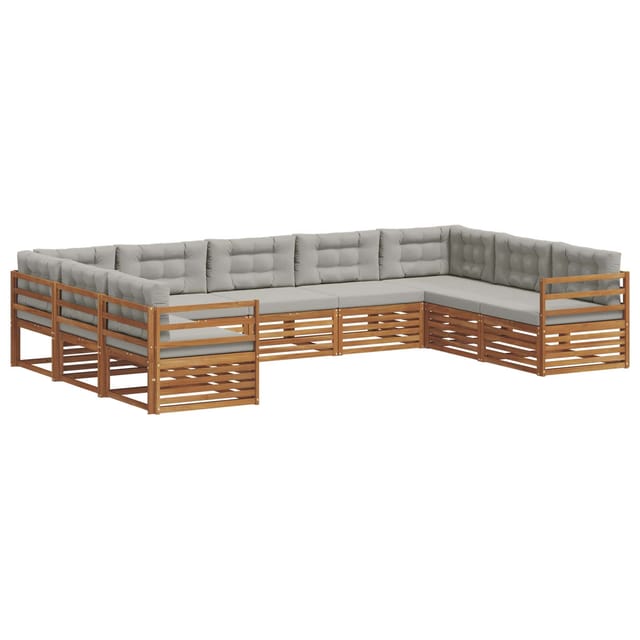 vidaXL Sofagarnituren 9 Tlg Natur und Hellgrau Massivholz Akazie 3374111