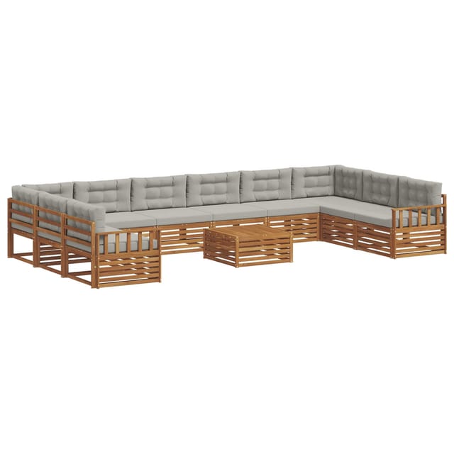 vidaXL Sofagarnituren 11 Tlg Natur und Hellgrau Massivholz Akazie 3374241