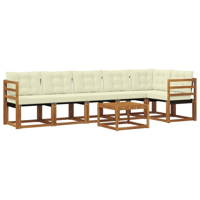 vidaXL Outdoor-Sofagarnitur mit Kissen 7-Tlg Natur und Creme 3368725