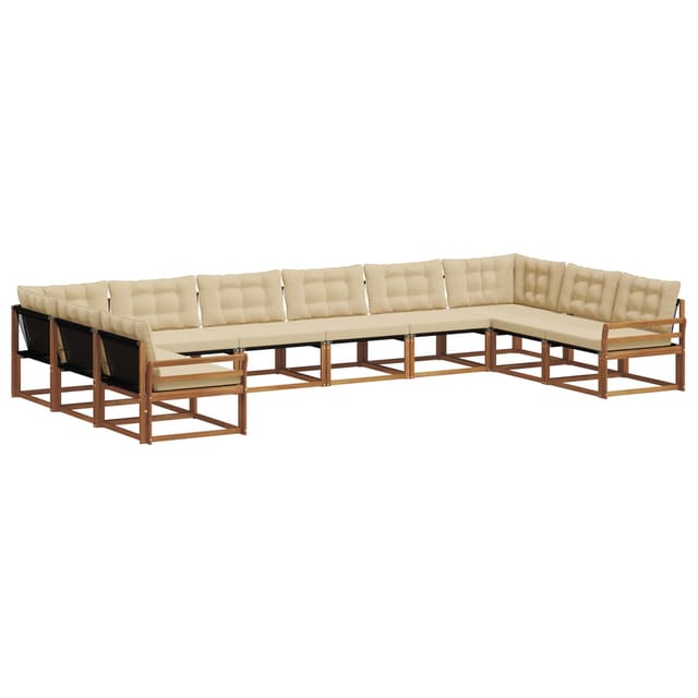 vidaXL Outdoor-Sofagarnitur mit Kissen 10-Tlg Natur und Beige 3369892