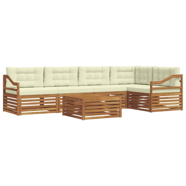 vidaXL Outdoor-Sofagarnitur mit Kissen 6-Tlg Natur und Creme 3373515