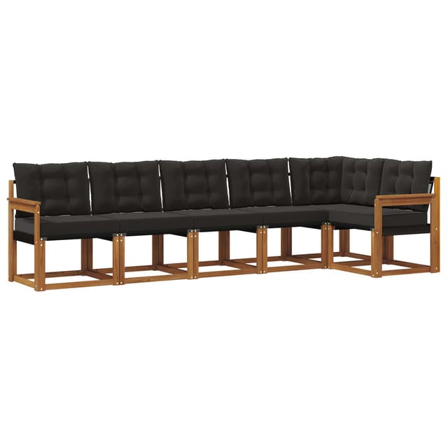 vidaXL Outdoor-Sofagarnitur mit Kissen 6-Tlg Natur und Schwarz 3368707
