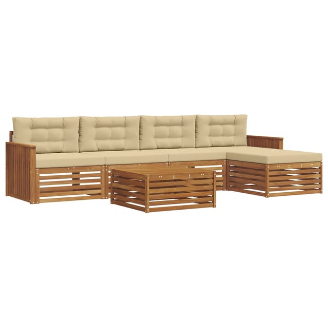 vidaXL Outdoor-Sofagarnitur mit Kissen 6-Tlg Natur und Beige 3373338