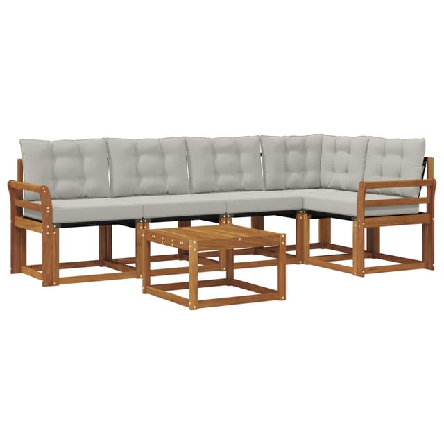 vidaXL Outdoor-Sofagarnitur mit Kissen 6-Tlg Natur und Hellgrau 3368690