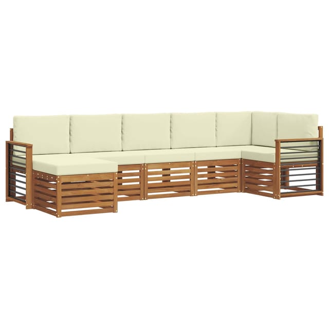 vidaXL Sofagarnituren 7 Tlg Natur und Creme Massivholz Akazie 3375180