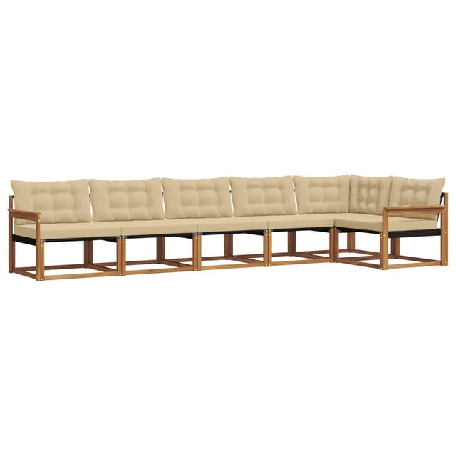 vidaXL Outdoor-Sofagarnitur mit Kissen 6-Tlg Natur und Beige 3369500