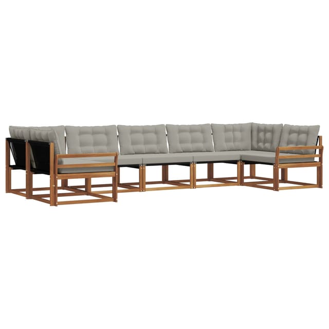 vidaXL Outdoor-Sofagarnitur mit Kissen 7-Tlg Natur und Hellgrau 3369818