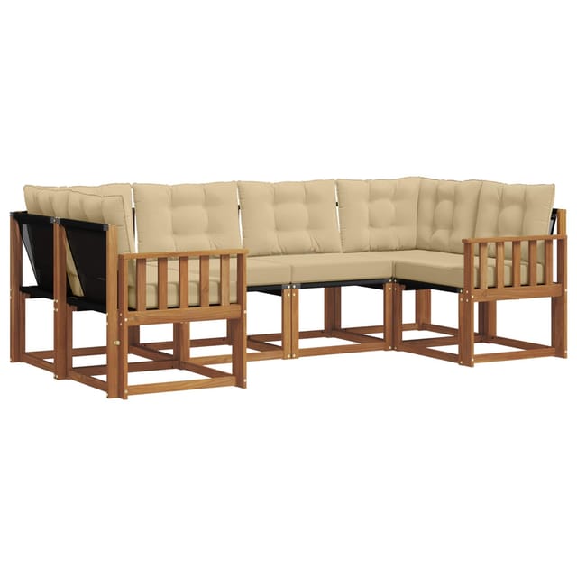 vidaXL Outdoor-Sofagarnitur mit Kissen 6-Tlg Natur und Beige 3369000