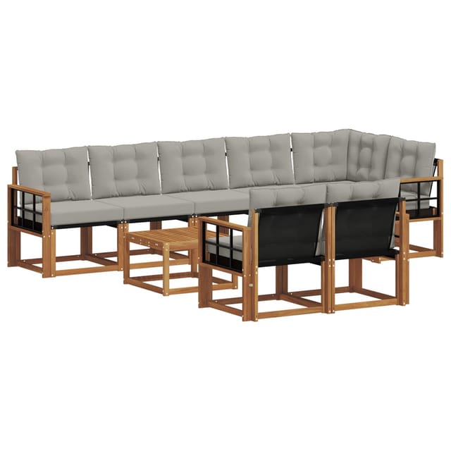 vidaXL Outdoor-Sofagarnitur mit Kissen 9-Tlg Natur und Hellgrau 3368814