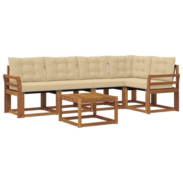 vidaXL Outdoor-Sofagarnitur mit Kissen 6-Tlg Natur und Beige 3368692