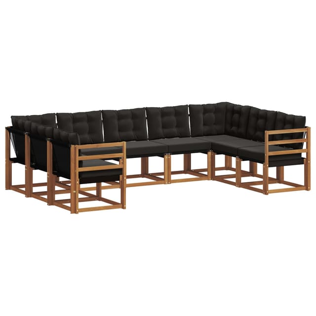 vidaXL Outdoor-Sofagarnitur mit Kissen 29-Tlg Natur und Schwarz 3369039